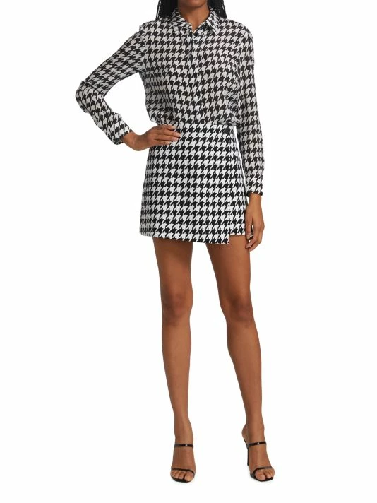 Alice + Olivia Willa Houndstooth Print Blouse 2 Alice + Olivia Willa Houndstooth Print Blouse - Image 2
