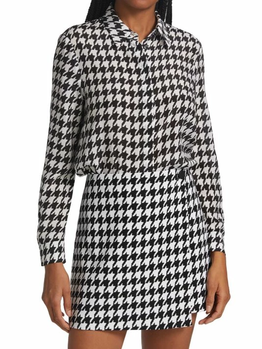 Alice + Olivia Willa Houndstooth Print Blouse 3 Alice + Olivia Willa Houndstooth Print Blouse - Image 3