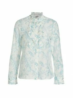 Alice + Olivia Kurt Heart Pintuck Button-Front Blouse