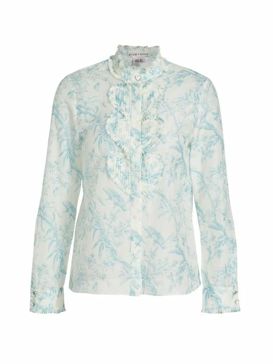 Alice + Olivia Kurt Heart Pintuck Button-Front Blouse 1 Alice + Olivia Kurt Heart Pintuck Button-Front Blouse