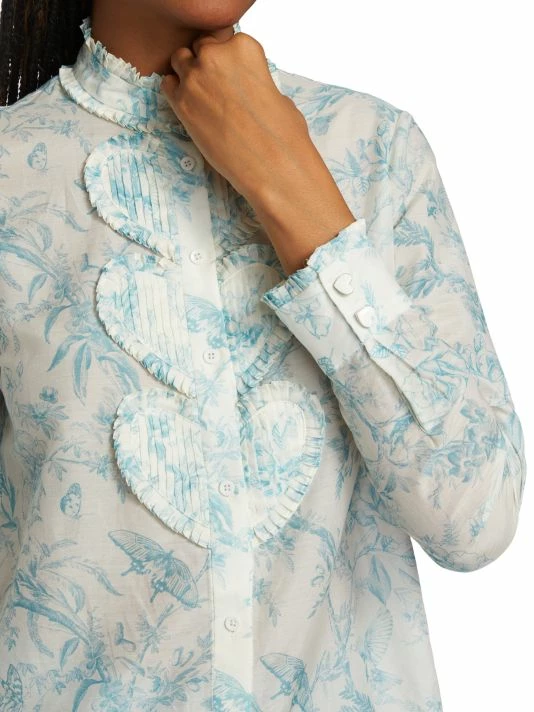 Alice + Olivia Kurt Heart Pintuck Button-Front Blouse 6 Alice + Olivia Kurt Heart Pintuck Button-Front Blouse - Image 6