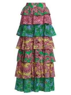 Alice + Olivia Jia Tiered Paisley Maxi Skirt