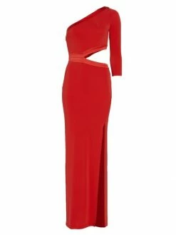 Alice + Olivia Michele One-Shoulder Cut Out Gown