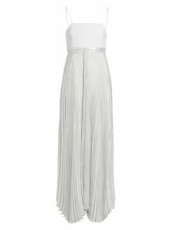 Alice + Olivia Despina Metallic Pleated Maxi Dress
