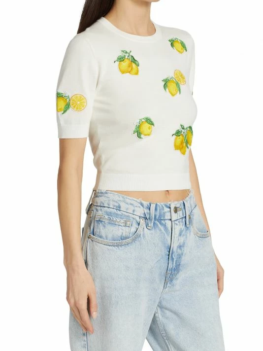 Alice + Olivia Ciara Lemon Cropped Sweater 4 Alice + Olivia Ciara Lemon Cropped Sweater - Image 4