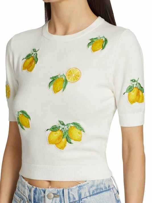 Alice + Olivia Ciara Lemon Cropped Sweater 6 Alice + Olivia Ciara Lemon Cropped Sweater - Image 6