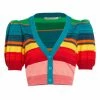 Alice + Olivia Romi Striped Puff-Sleeve Cardigan