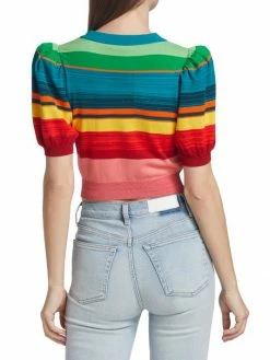 Alice + Olivia Romi Striped Puff-Sleeve Cardigan 11 Alice + Olivia Romi Striped Puff-Sleeve Cardigan -ALICE + OLIVIA Sales unnamed file 2411