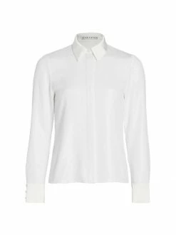 Alice + Olivia Willa Metallic Shirt Off White