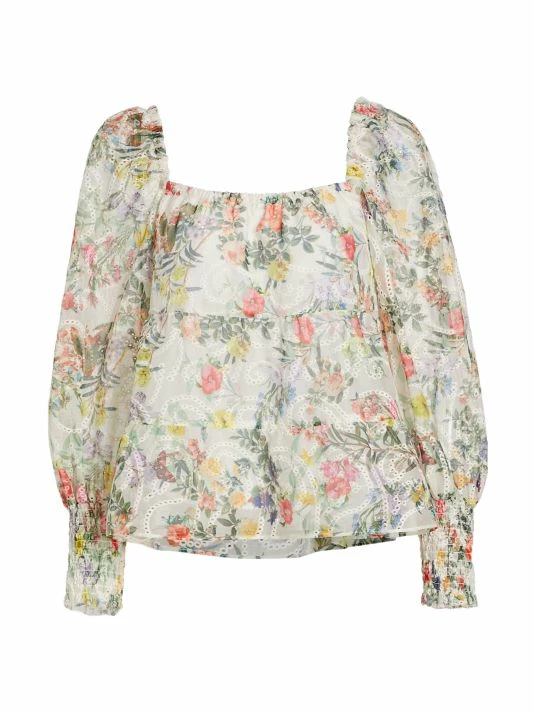 Alice + Olivia Rowa Square-Neck Eyelet Lace Top 1 Alice + Olivia Rowa Square-Neck Eyelet Lace Top