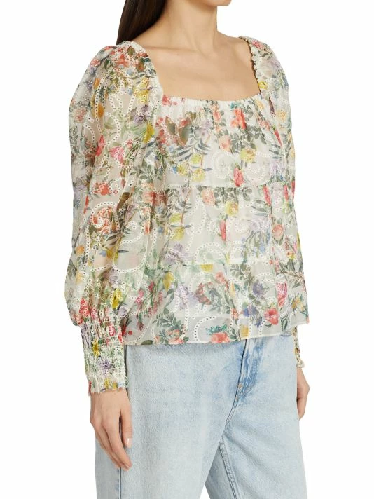 Alice + Olivia Rowa Square-Neck Eyelet Lace Top 4 Alice + Olivia Rowa Square-Neck Eyelet Lace Top - Image 4