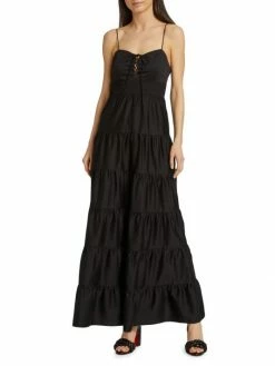 Alice + Olivia Jori Lace-Up Cotton-Blend Maxi Dress -ALICE + OLIVIA Sales unnamed file 2596