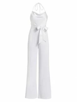Alice + Olivia Primrose Halter Jumpsuit Off White