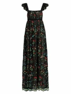 Alice + Olivia Mckenna Embroidered Empire Waist Gown