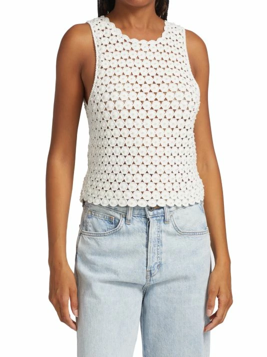 Alice + Olivia Reva Pearl Crochet Top 3 Alice + Olivia Reva Pearl Crochet Top - Image 3
