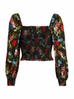 Alice + Olivia Cooper Smocked Blouse