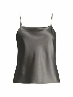 Alice + Olivia Harmon Drapey Slip Tank Charcoal -ALICE + OLIVIA Sales unnamed file 2786