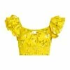 Alice + Olivia Shanae Ruffled Cotton-Blend Crop Top