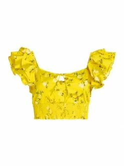 Alice + Olivia Shanae Ruffled Cotton-Blend Crop Top