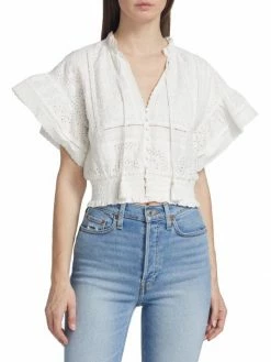Alice + Olivia Tabitha Eyelet-Embroidered Crop Top -ALICE + OLIVIA Sales unnamed file 300
