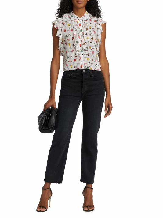 Alice + Olivia Robbie Ruffle-Shoulder Silk Blouse 2 Alice + Olivia Robbie Ruffle-Shoulder Silk Blouse - Image 2