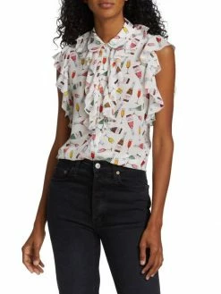 Alice + Olivia Robbie Ruffle-Shoulder Silk Blouse 9 Alice + Olivia Robbie Ruffle-Shoulder Silk Blouse -ALICE + OLIVIA Sales unnamed file 307