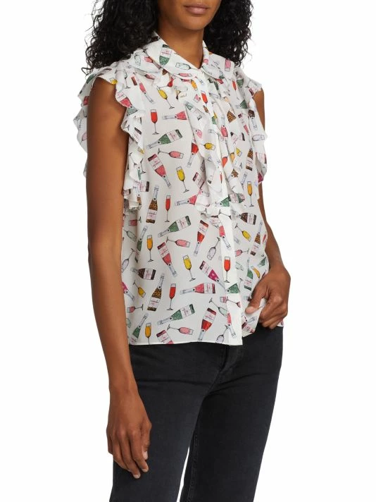Alice + Olivia Robbie Ruffle-Shoulder Silk Blouse 4 Alice + Olivia Robbie Ruffle-Shoulder Silk Blouse - Image 4