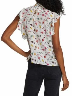 Alice + Olivia Robbie Ruffle-Shoulder Silk Blouse 11 Alice + Olivia Robbie Ruffle-Shoulder Silk Blouse -ALICE + OLIVIA Sales unnamed file 309