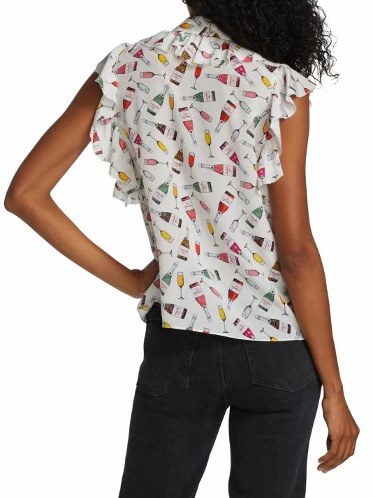 Alice + Olivia Robbie Ruffle-Shoulder Silk Blouse 5 Alice + Olivia Robbie Ruffle-Shoulder Silk Blouse - Image 5