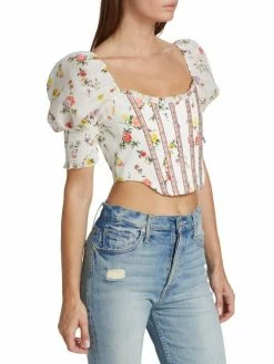 Alice + Olivia Audie Floral Puff-Sleeve Corset Top -ALICE + OLIVIA Sales unnamed file 351
