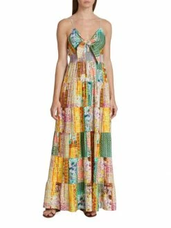 Alice + Olivia Karolina Paneled Linen-Blend Maxi Dress -ALICE + OLIVIA Sales unnamed file 407