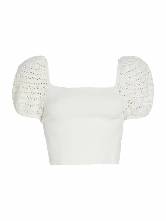 Alice + Olivia Caley Crochet Puff-Sleeve Top Soft White 2 Alice + Olivia Caley Crochet Puff-Sleeve Top Soft White - Image 2