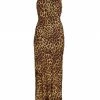 Alice + Olivia Harmony Leopard-Print One-Shoulder Slip Dress
