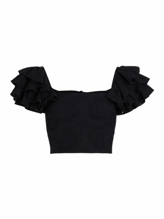 Alice + Olivia Tawny Square-Neck Ruffle Crop Top 1 Alice + Olivia Tawny Square-Neck Ruffle Crop Top