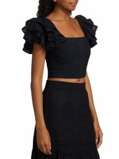 Alice + Olivia Tawny Square-Neck Ruffle Crop Top 10 Alice + Olivia Tawny Square-Neck Ruffle Crop Top -ALICE + OLIVIA Sales unnamed file 467