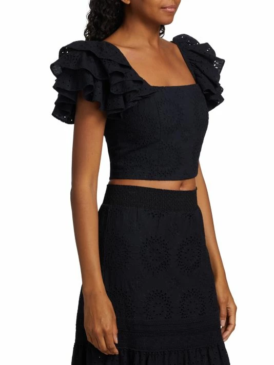 Alice + Olivia Tawny Square-Neck Ruffle Crop Top 4 Alice + Olivia Tawny Square-Neck Ruffle Crop Top - Image 4