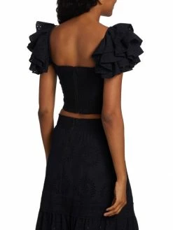 Alice + Olivia Tawny Square-Neck Ruffle Crop Top 11 Alice + Olivia Tawny Square-Neck Ruffle Crop Top -ALICE + OLIVIA Sales unnamed file 468