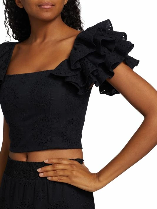 Alice + Olivia Tawny Square-Neck Ruffle Crop Top 6 Alice + Olivia Tawny Square-Neck Ruffle Crop Top - Image 6