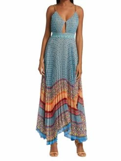 Alice + Olivia Gloria Chain-Strap Pleated Maxi Dress -ALICE + OLIVIA Sales unnamed file 494