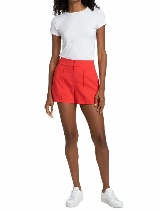 Alice + Olivia Dylan High-Waisted Pintuck Shorts Bright Poppy 2 Alice + Olivia Dylan High-Waisted Pintuck Shorts Bright Poppy - Image 2