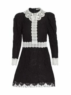Alice + Olivia Kaitlyn Floral Lace & Crochet Minidress