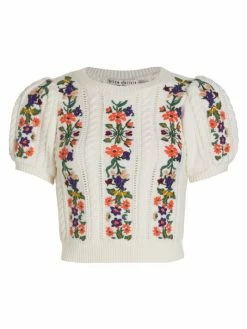Alice + Olivia Daren Cotton & Wool Knit Crop Sweater