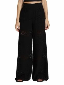 Alice + Olivia Russell Smocked Eyelet Wide-Leg Pants -ALICE + OLIVIA Sales unnamed file 546
