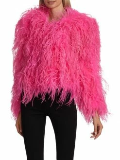Alice + Olivia Kidman Dyed Ostrich Feather Jacket -ALICE + OLIVIA Sales unnamed file 585