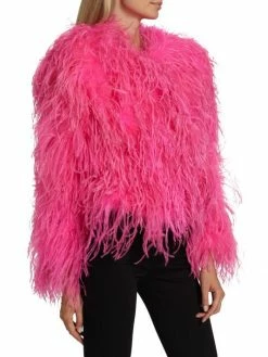 Alice + Olivia Kidman Dyed Ostrich Feather Jacket -ALICE + OLIVIA Sales unnamed file 586