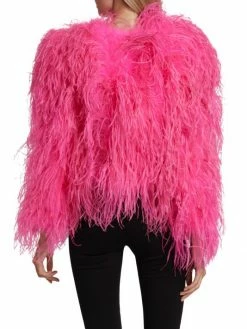 Alice + Olivia Kidman Dyed Ostrich Feather Jacket -ALICE + OLIVIA Sales unnamed file 587