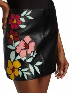 Alice + Olivia Riley Embroidered Vegan Leather Miniskirt -ALICE + OLIVIA Sales unnamed file 595