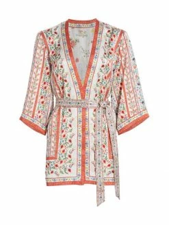 Alice + Olivia Domino Floral Satin Kimono