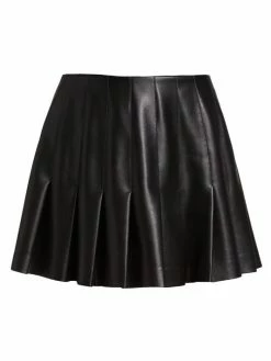 Alice + Olivia Carter Vegan Leather Pleated Miniskirt Black 6 Alice + Olivia Carter Vegan Leather Pleated Miniskirt Black -ALICE + OLIVIA Sales unnamed file 725