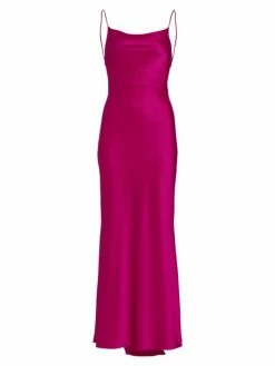 Alice + Olivia Montana Satin Cowlneck Gown Raspberry 6 Alice + Olivia Montana Satin Cowlneck Gown Raspberry -ALICE + OLIVIA Sales unnamed file 729